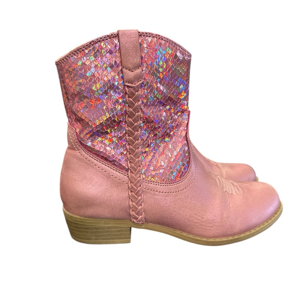Girls Pink Glitter Cowboy Boots